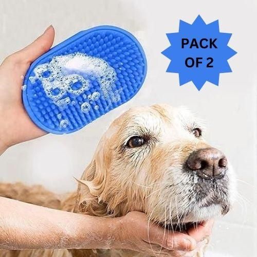 Pet Bath Brush Dog, Cat Washing Brush Rubber (Pack of 2)